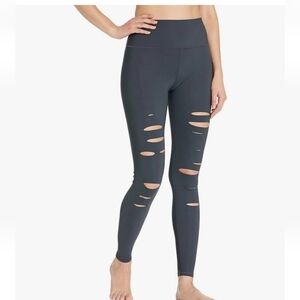 ALO YOGA Black Ripped Warrior High Waisted Leggings Size Small